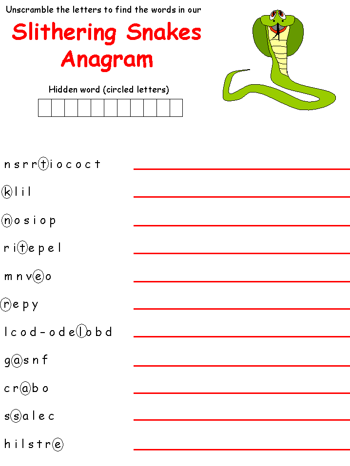 slithering snakes anagram