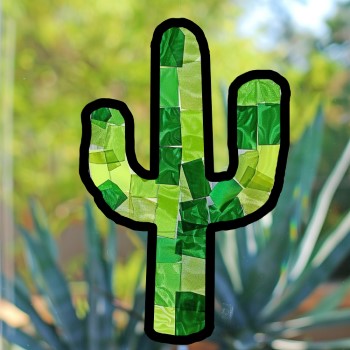 stained glass tissue paper cactus