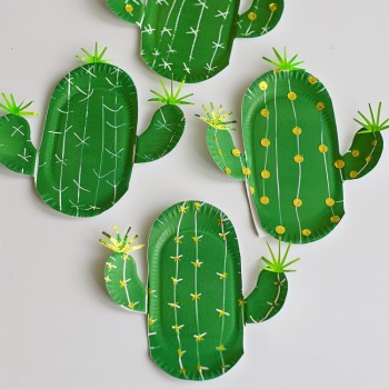 oval paper plate cactus craft