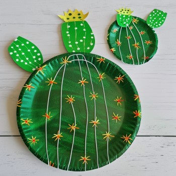 round paper plate cactus craft