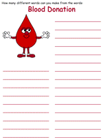 Blood Donation word mine puzzle