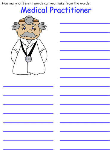 Medical Practitioner Word Mine Puzzle