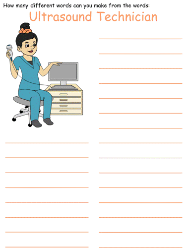 Ultrasound Technician Word Mine Puzzle