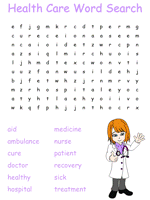 health care wordsearch puzzle worksheets