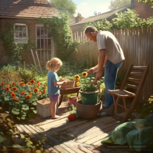 helping in the garden