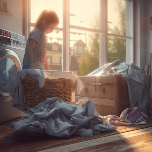 helping sort laundry