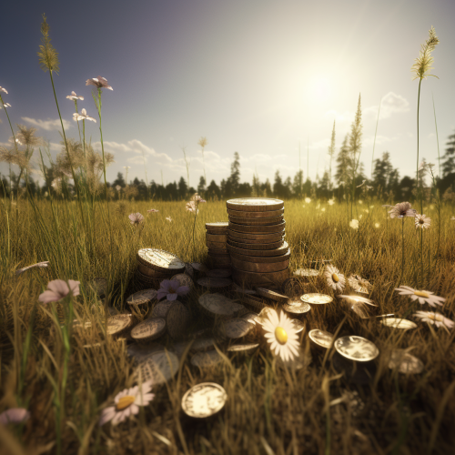 money in a field