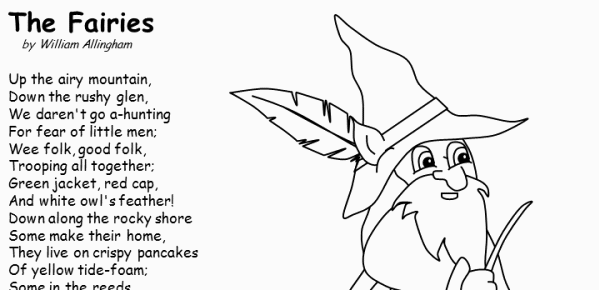 Comic Sans Printable Poetry Coloring Page