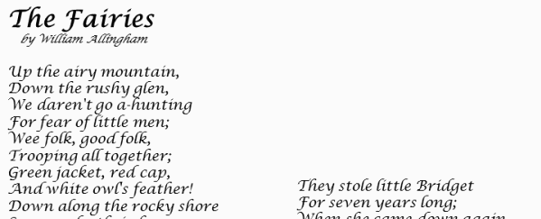 printable poetry template in Calligraphy font