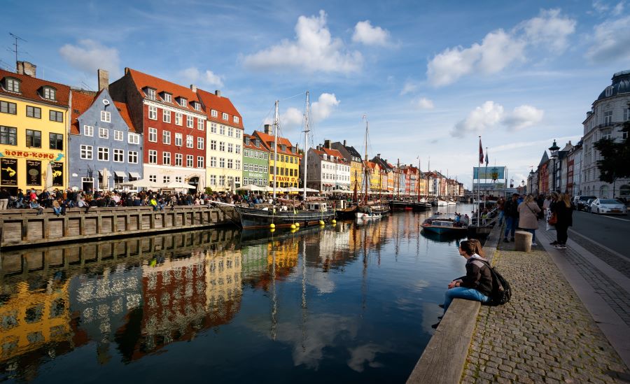 image of famous colorful landmark called Nyhavn Harbour in Copenhagen, Denmark
