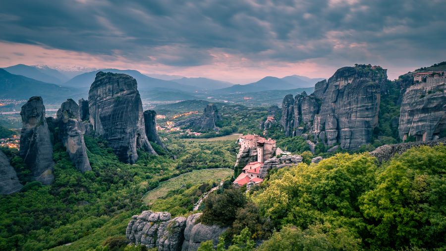 image of the spectacular rock formations and monasteries of the holy land of Meteora, Greece