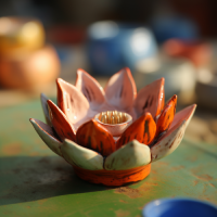 lotus flower clay bowl