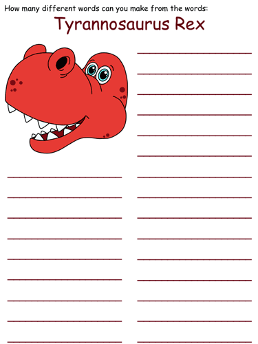 Dinosaur Word Mine Puzzle