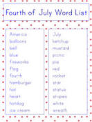 Fourth of July vocabulary words