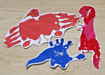 Handprint and footprint dinosaurs craft