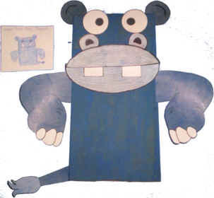 Paper bag hippo puppet