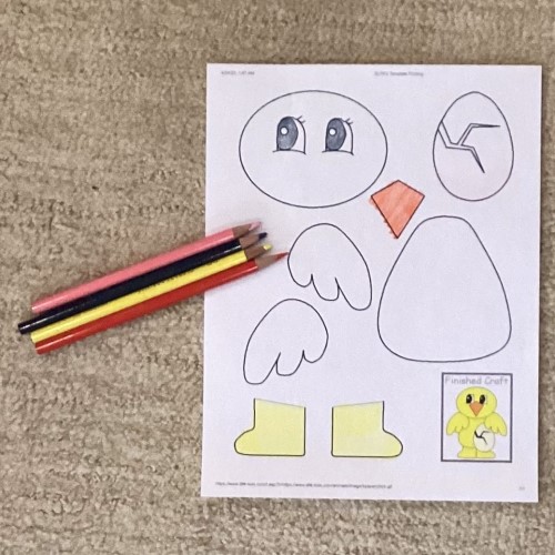 chick paper craft - color the pieces