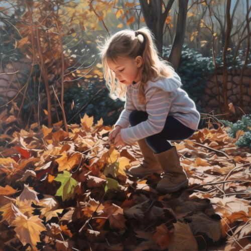girl collecting leaves