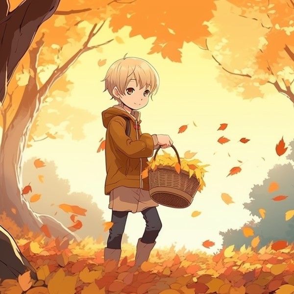 child collecting leaves