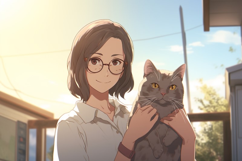 Leanne holding her pet cat