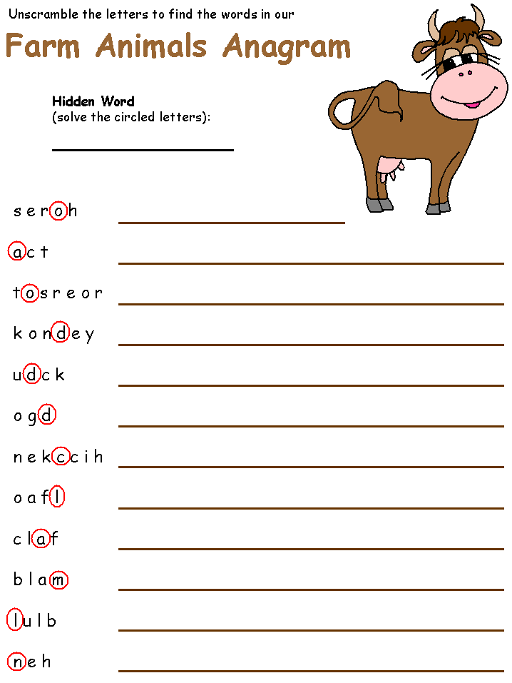 Farm Anagrams / Word Scramble