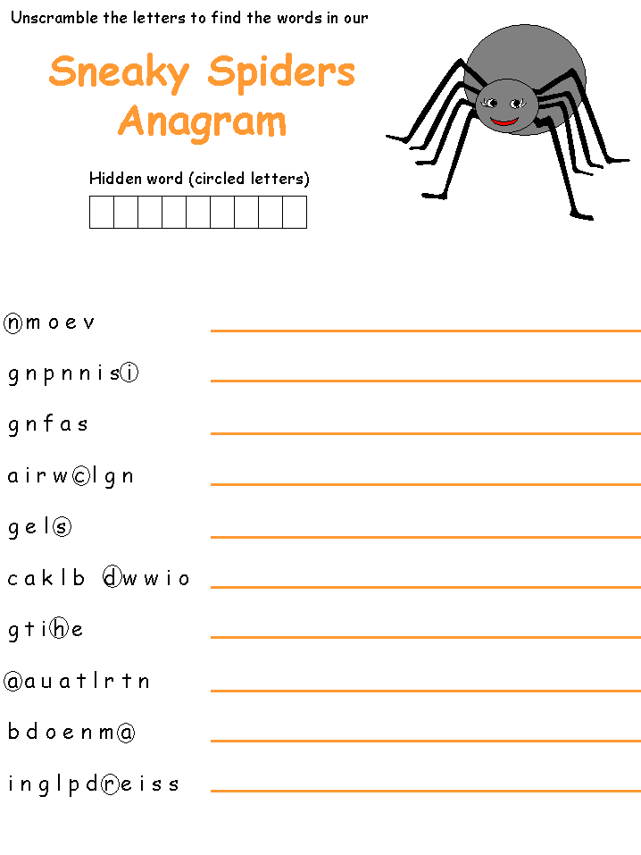 Spider anagram puzzles
