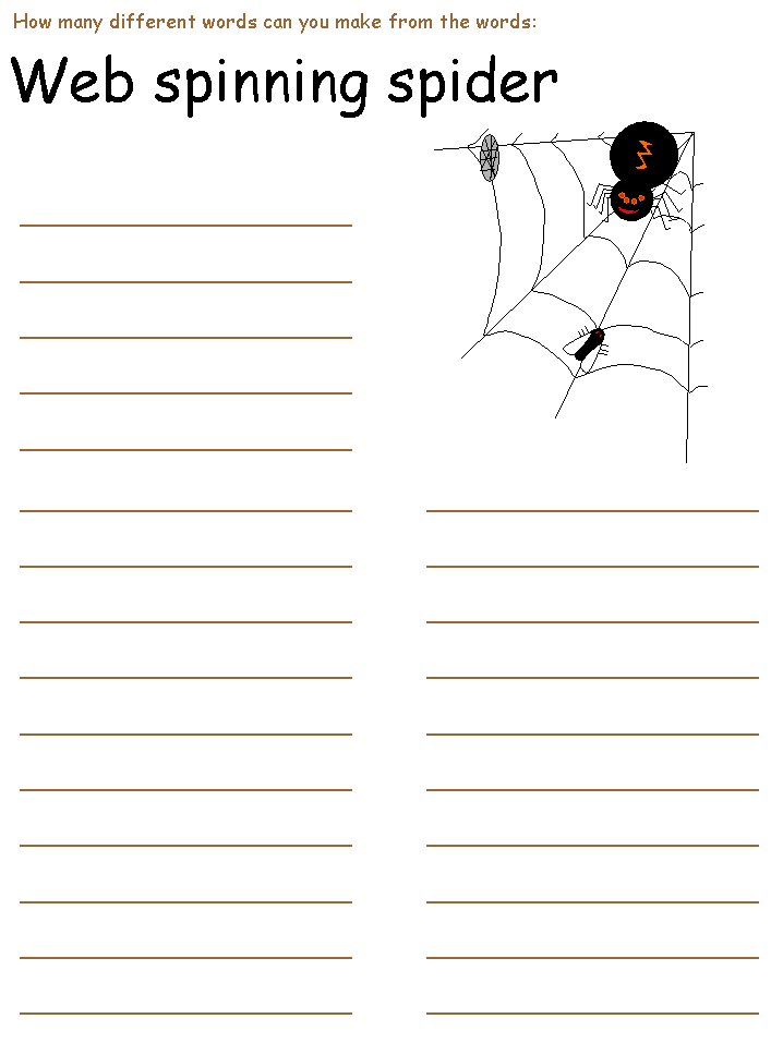 Spider word mining puzzles