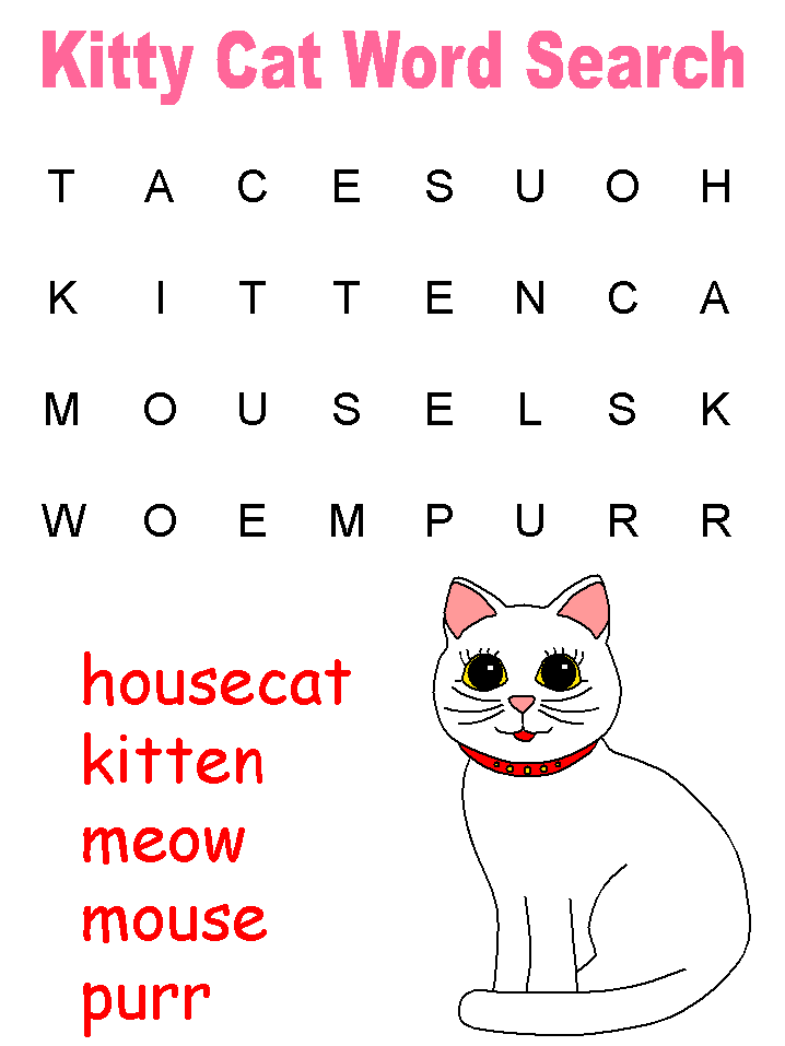 Printable Cat Word Search Puzzle