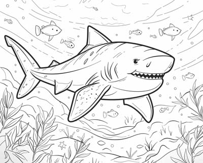 bull shark coloring page