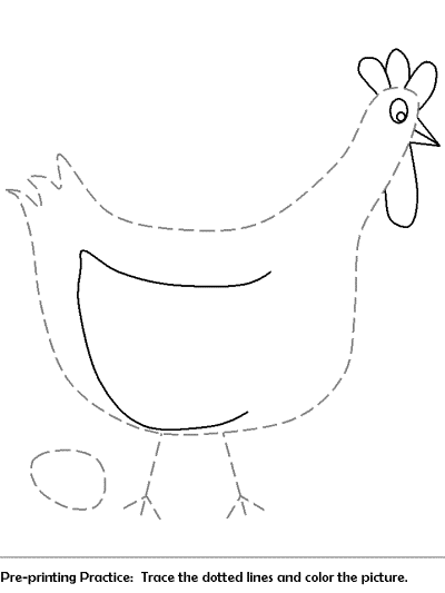 chicken pre-print practice worksheet