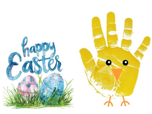 Handprint easter chick craft