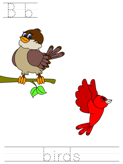 printing practice worksheet - Bb birds