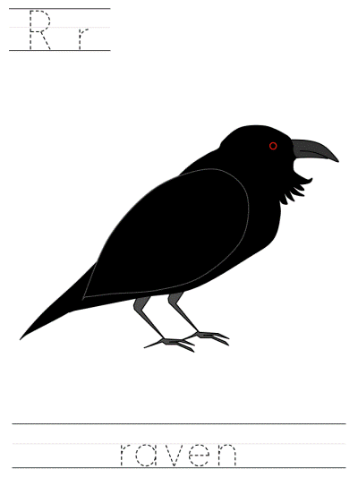 Printable print practice worksheet - Rr raven