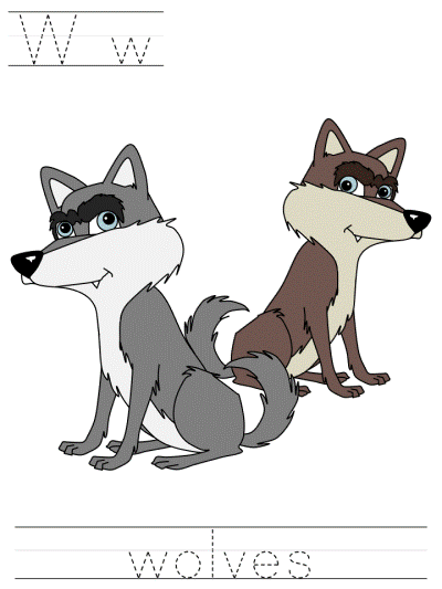 Printable print practice worksheet - Ww wolves
