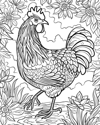 rooster coloring page