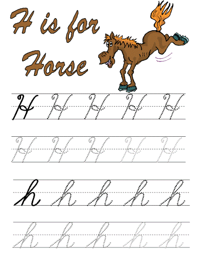 letter h cursive writing