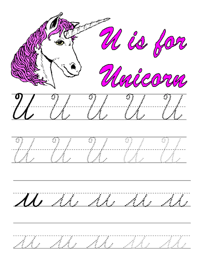 unicorn learn to print tracer page
