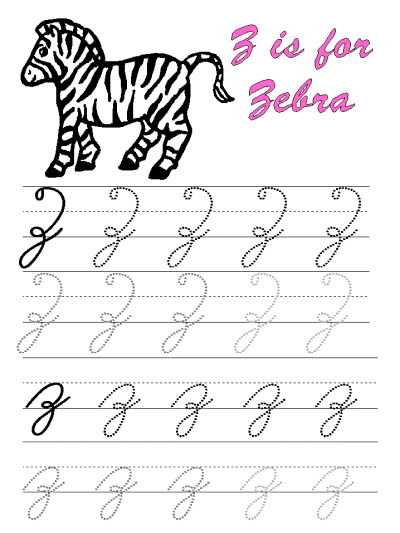zebra cursive writing