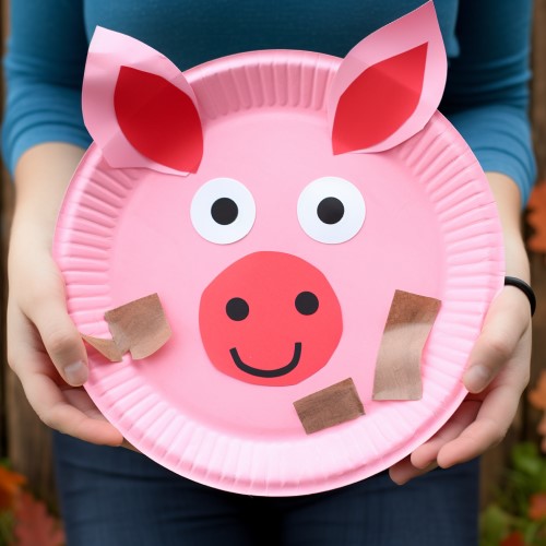 Paper Plate Pig with muddy face