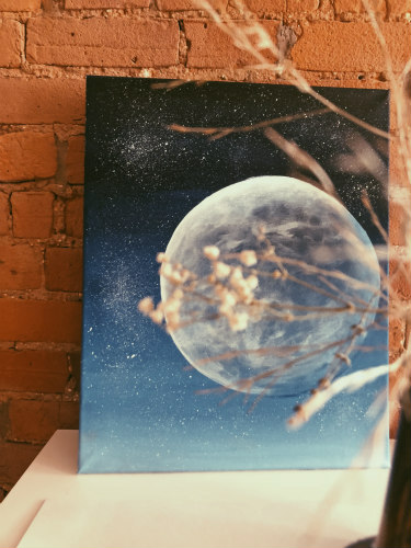 acrylic painting of the moon