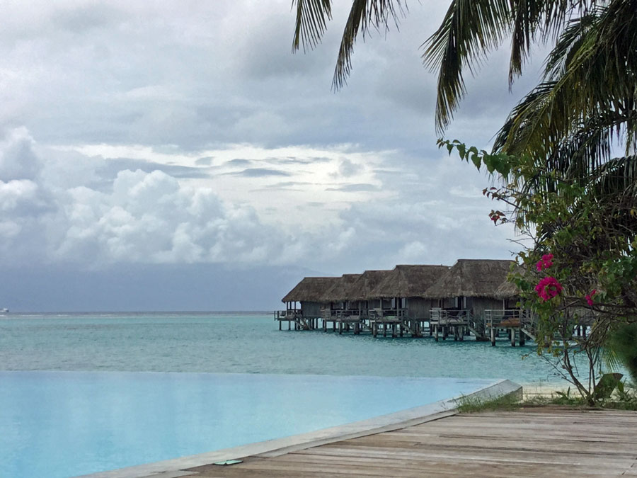 Bungalow accomodations over the lagoon.