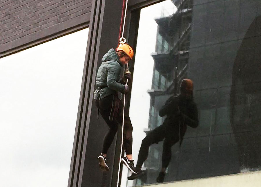 Kaitlyn abseiling in England