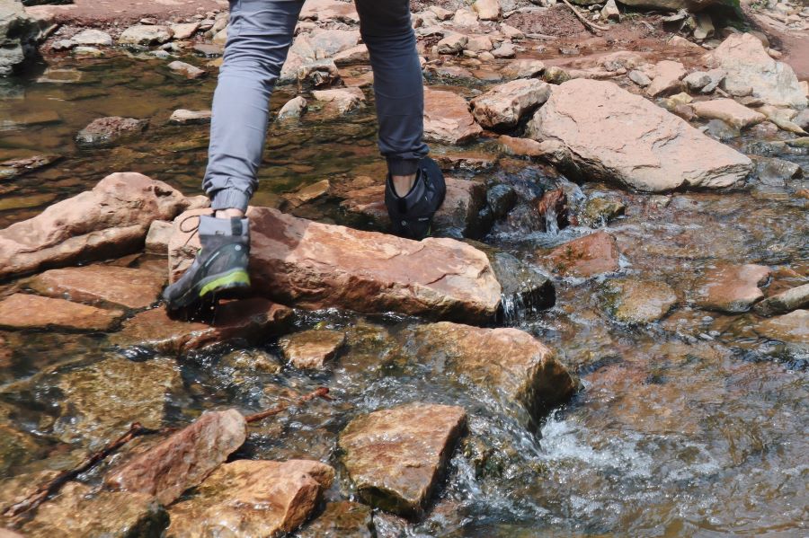 trekking in a riverbed in Ontario, Canada