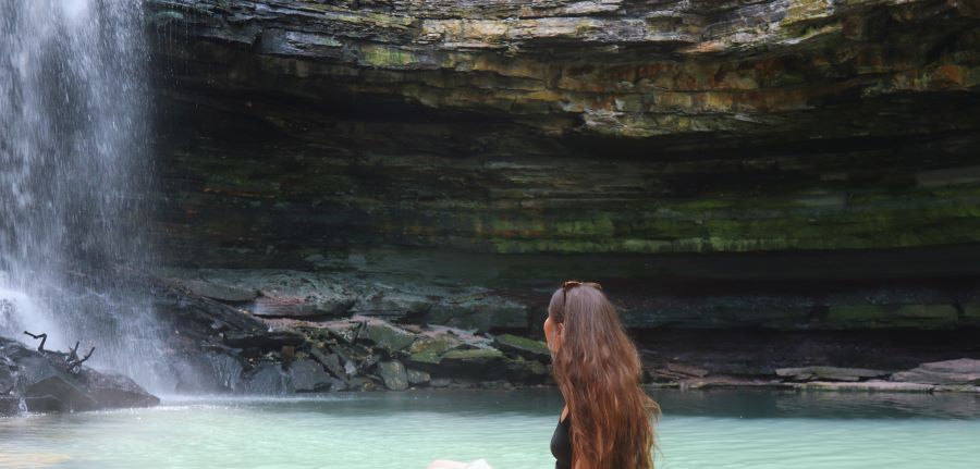 looking up at the upper Chedoke Falls in Ontario, Canada