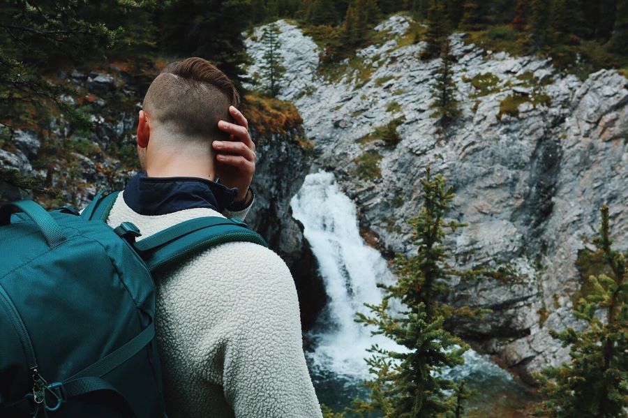 Standing at Falls along Tombstone Lakes Trail