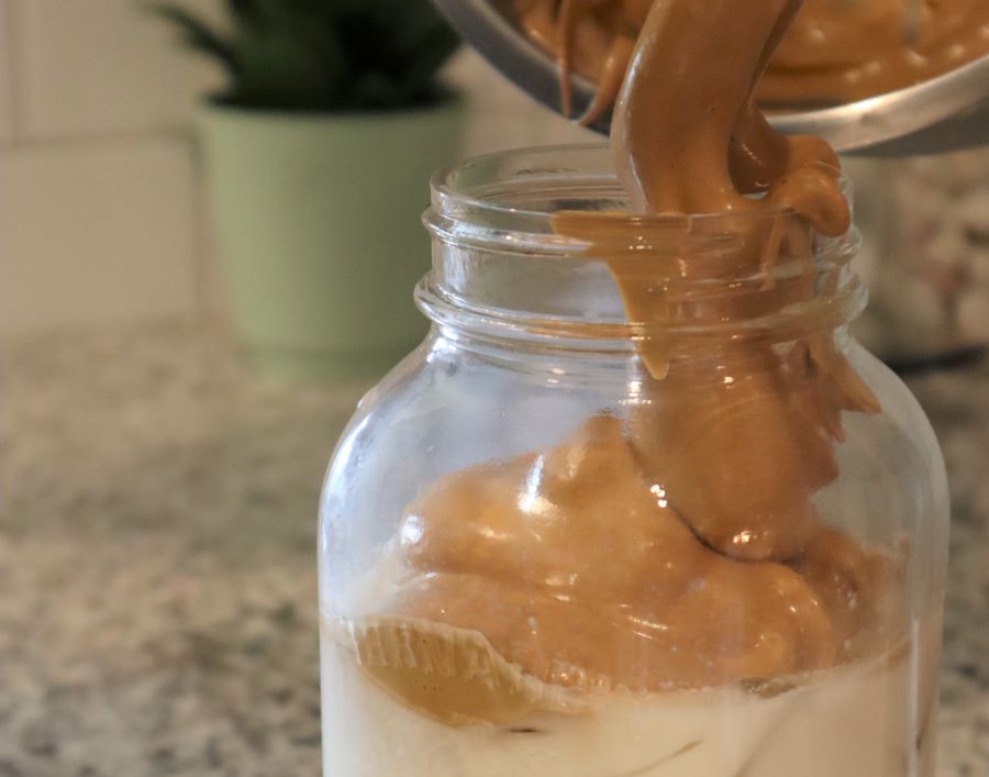 Dalgona Coffee Trend. Dalgona or Whipped Coffee.