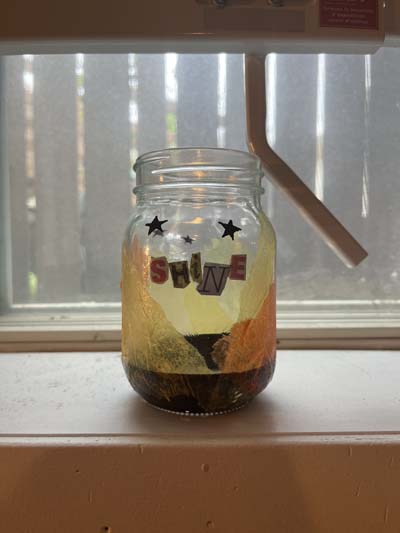 decoupage tealight candle jar with SHINE