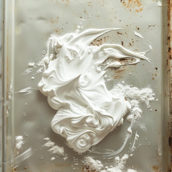 shaving cream on a metal cookie sheet
