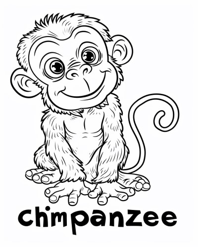 endangered animal coloring page of a chimpanzee