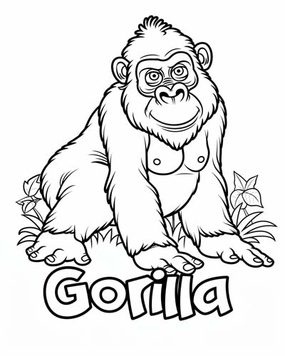 endangered animal coloring page of a gorilla